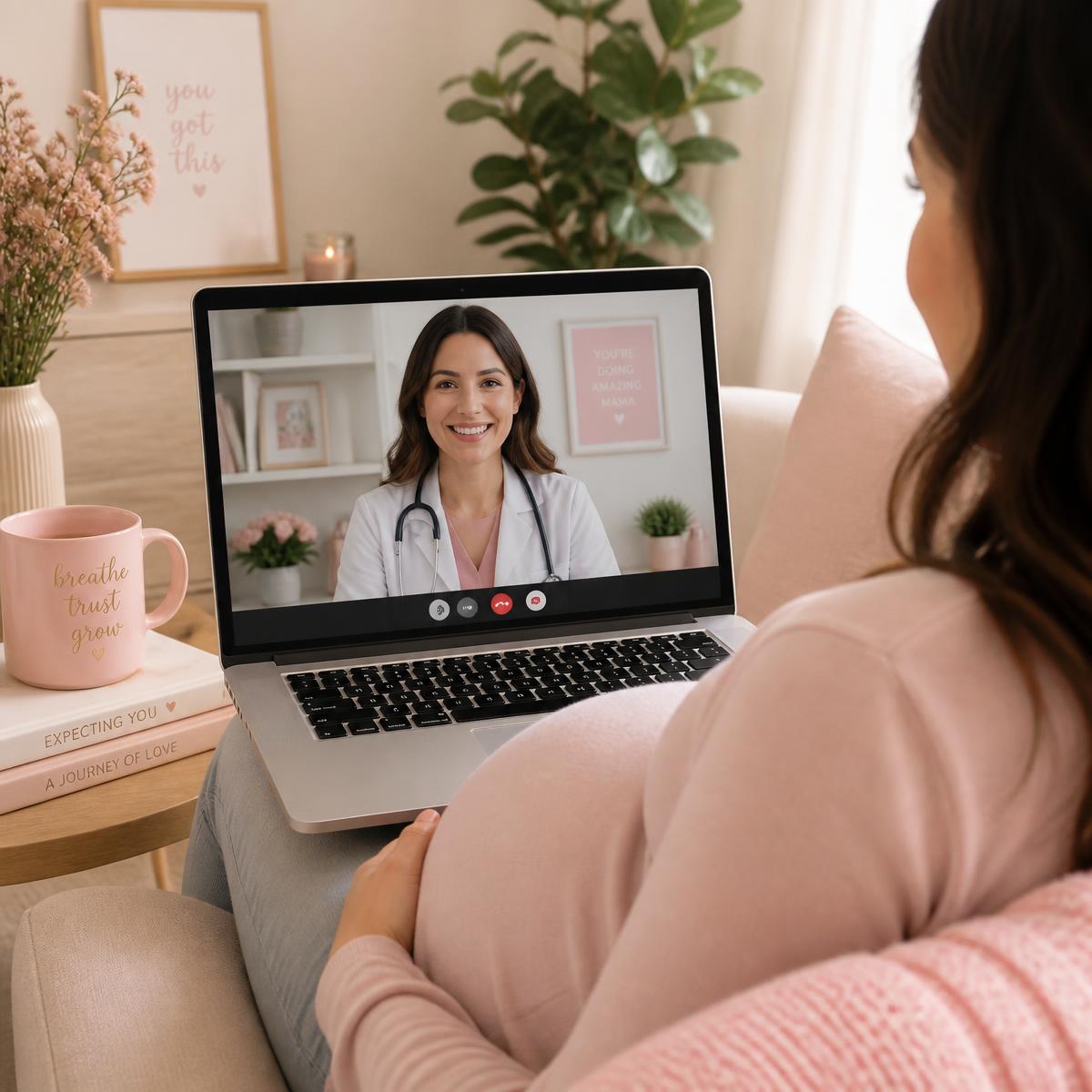 Mom on a telehealth visit